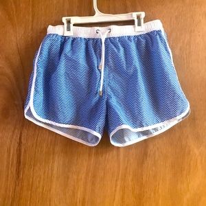 Men’s Blue and White Zigzag Swim Trunks